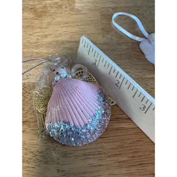 Angel & Fish Seashell Christmas Ornaments Set Beach Ocean Angel Art Sea - Picture 7 of 8